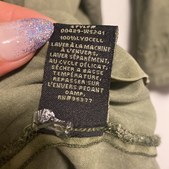 Sanctuary brand Anthropologie Sage Green Button down Shirt Dress- Sm - waist tie - Picture 6 of 7